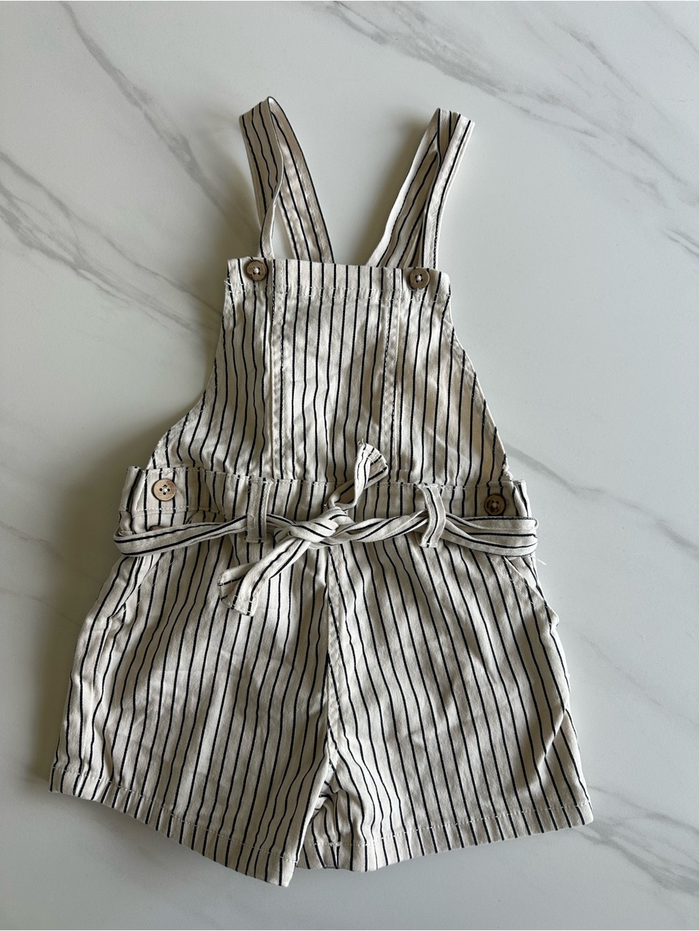 Jessica Simpson Cream and Black Striped Kids Romper